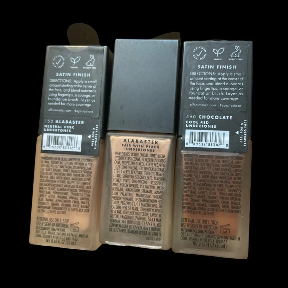 Elf Bundle Of 3 Foundations: 2 Alabaster & 1 Chocolate NWT